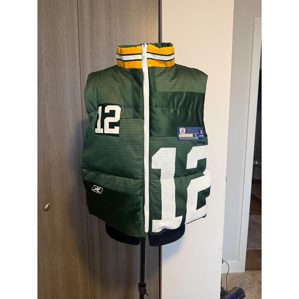 Upcycled Packers Jersey Puffer Vest | One of a Kind Custom Made